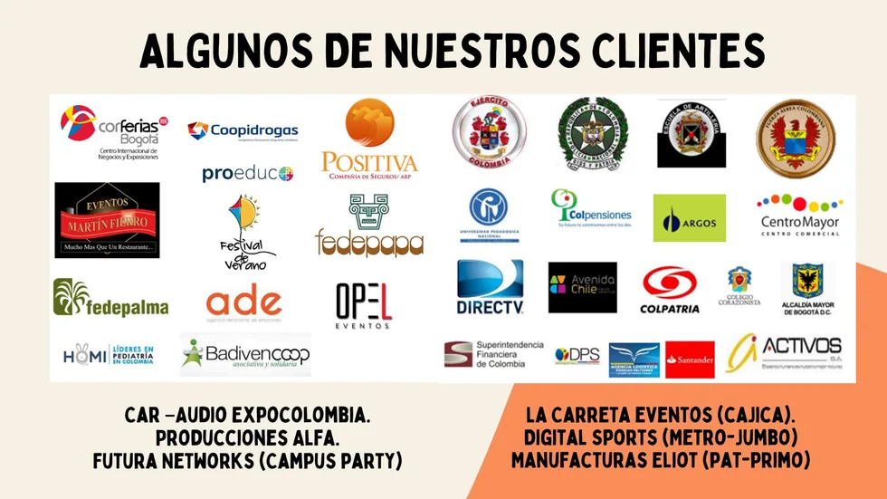 Logos de algunos clientes de Company Services Colombia